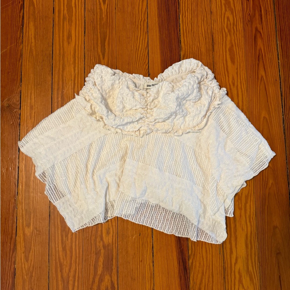 Urban Outfitters Cream Ruffled Asymmetrical Skirt